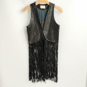 Torn by Ronny Kobo Maggie Black Leather Fringe Vest